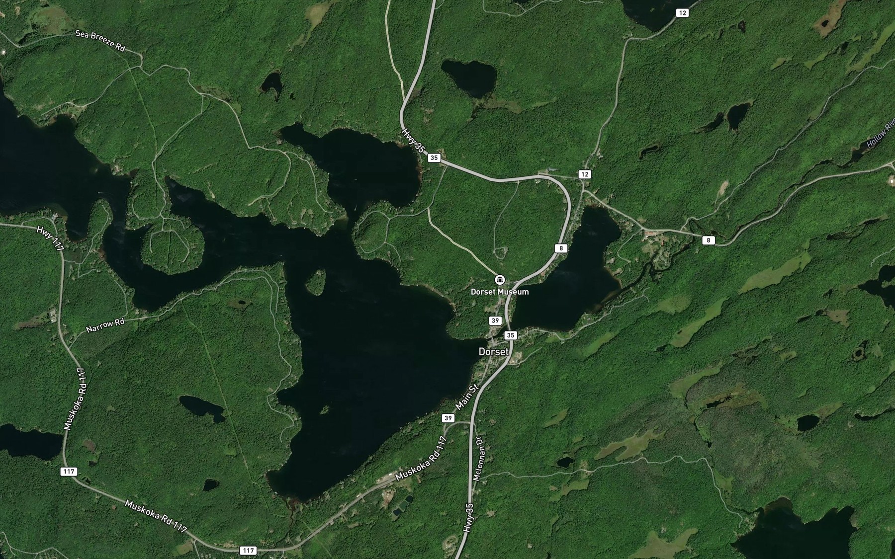 Satellite map of the Dorset Narrows