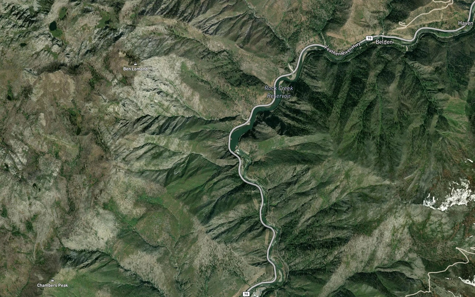 Satellite map of the Rock Creek Reservoir