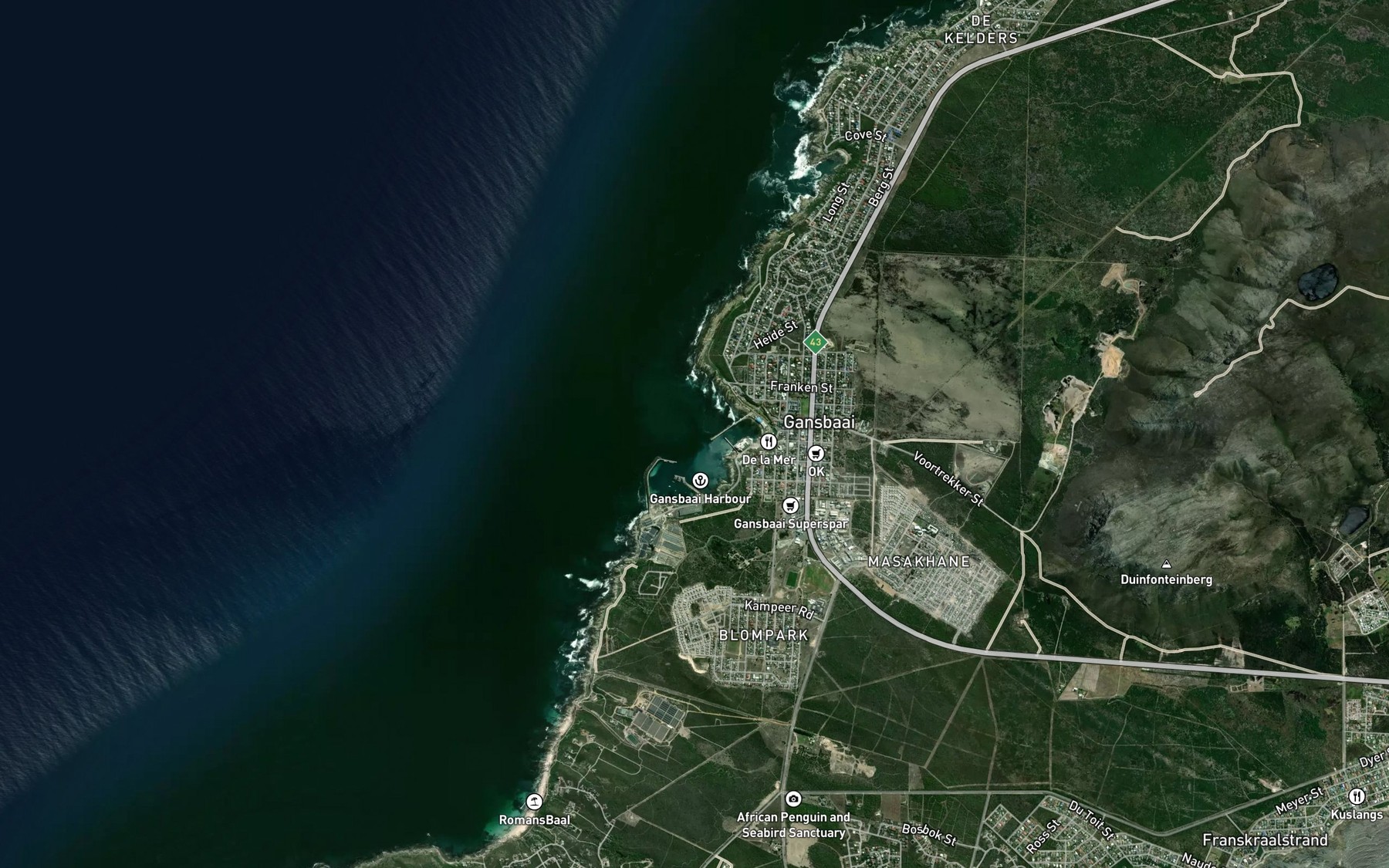 Satellite map of the Gansbaai