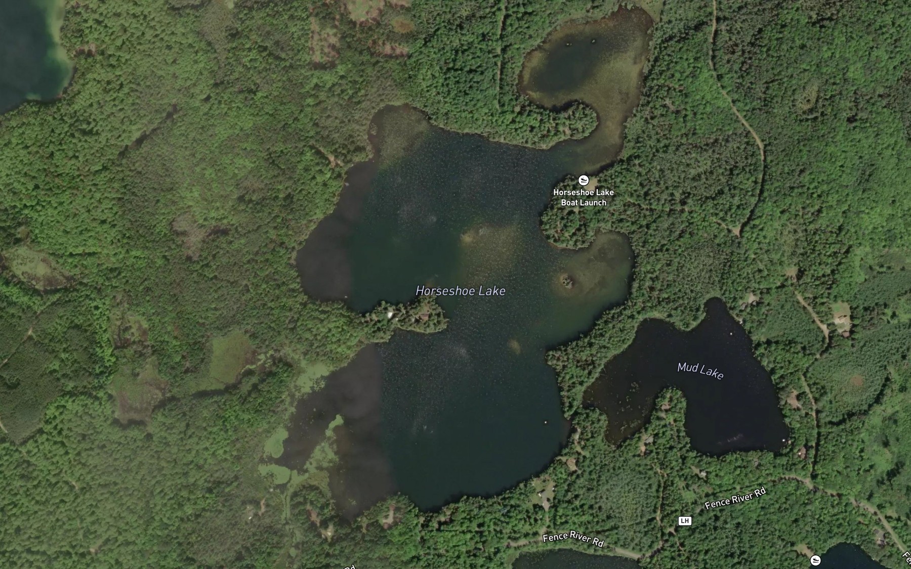 Satellite map of the Horseshoe Lake