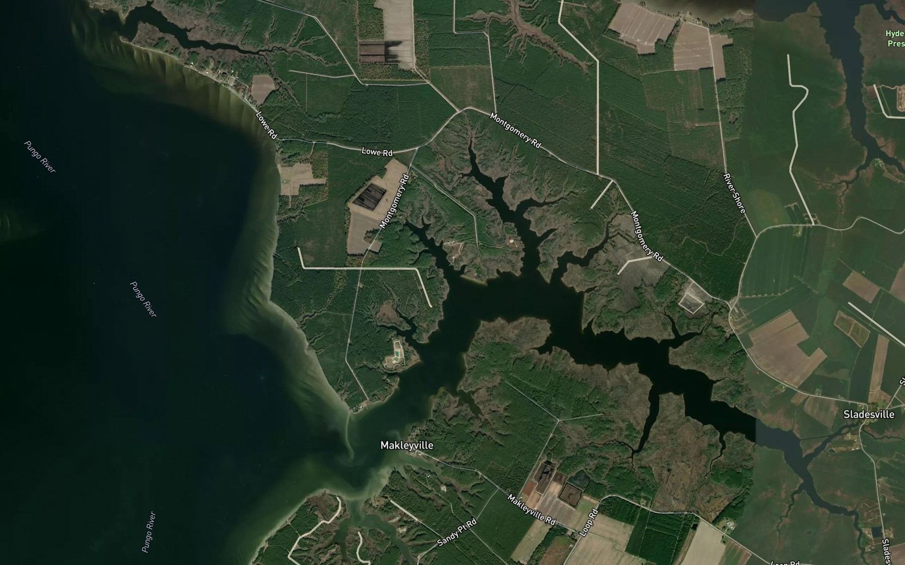 Satellite map of the Wood Creek