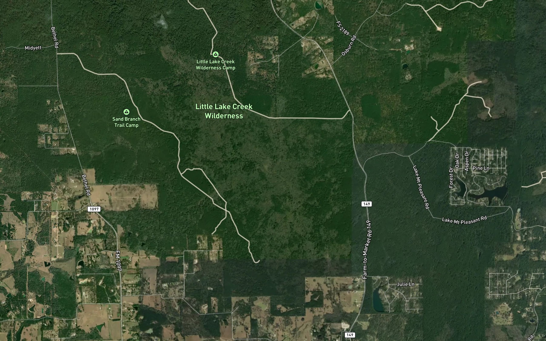 Satellite map of the Pole Creek