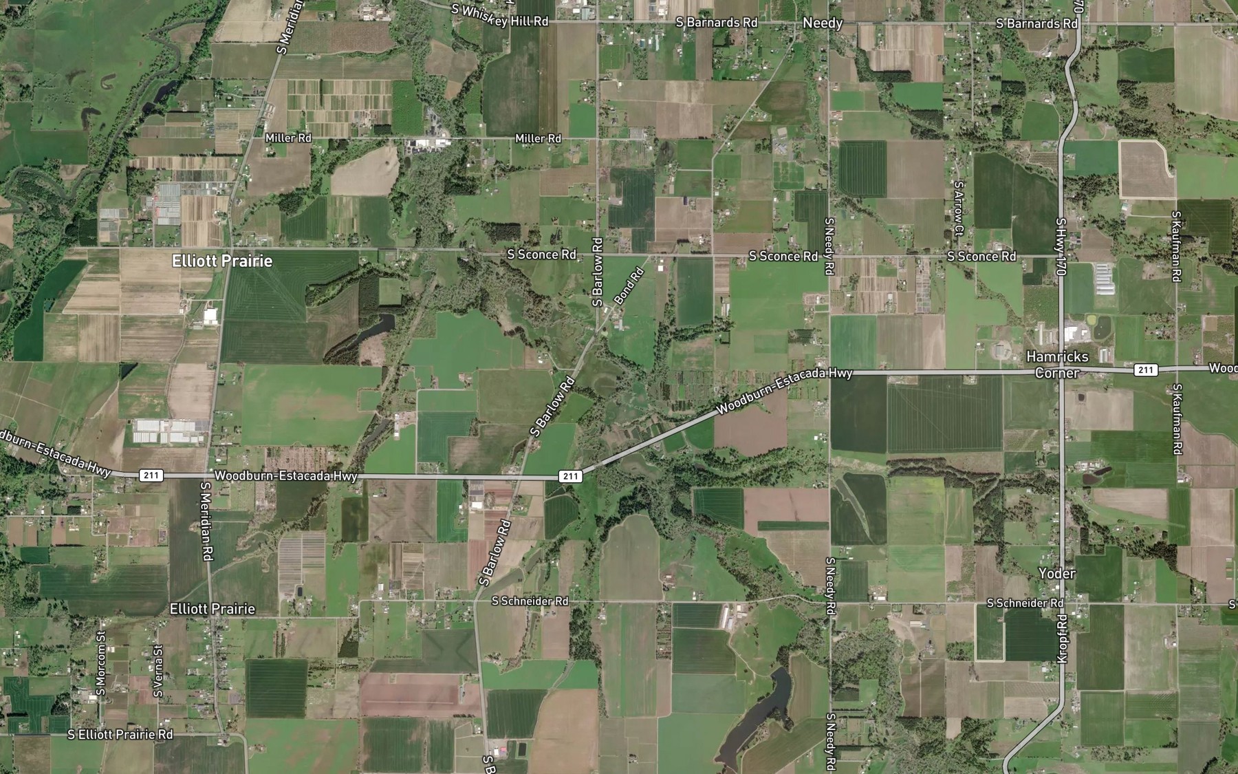 Satellite map of the Yew Creek