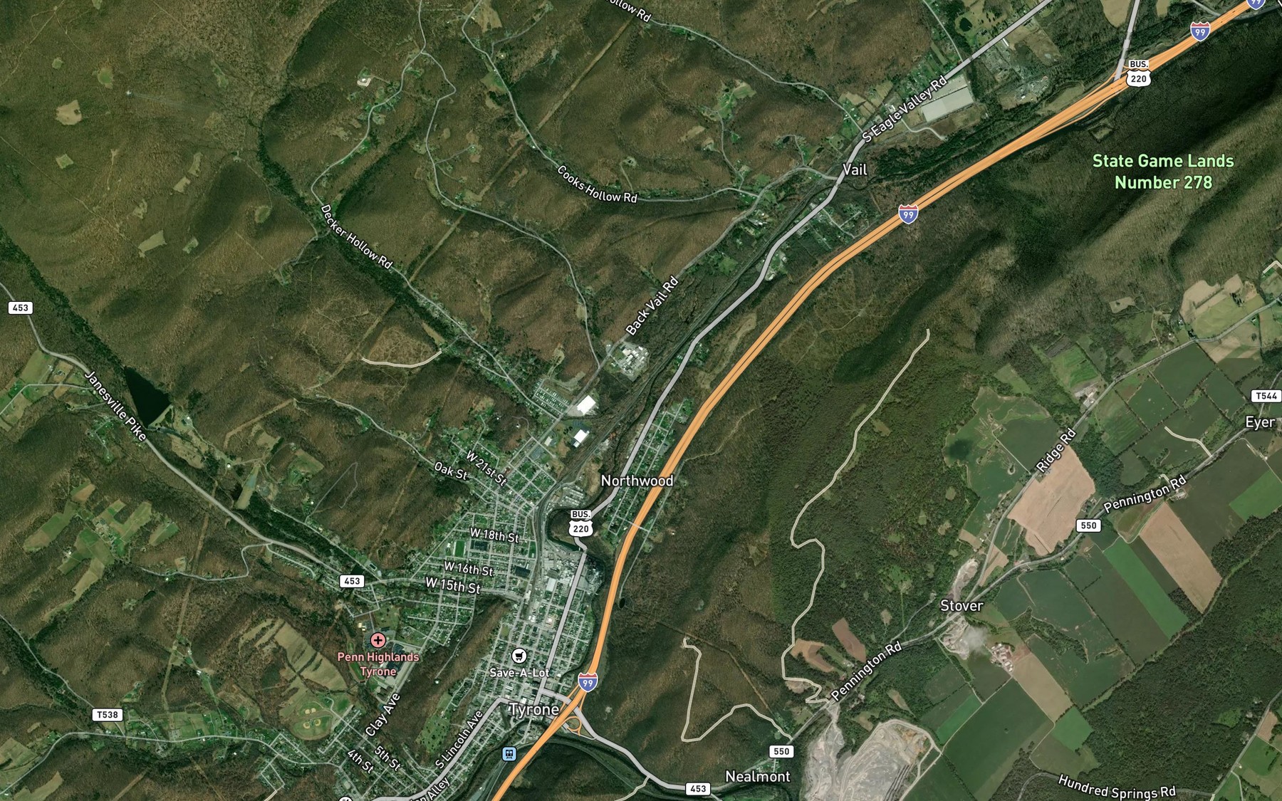 Satellite map of the Gypsy Run