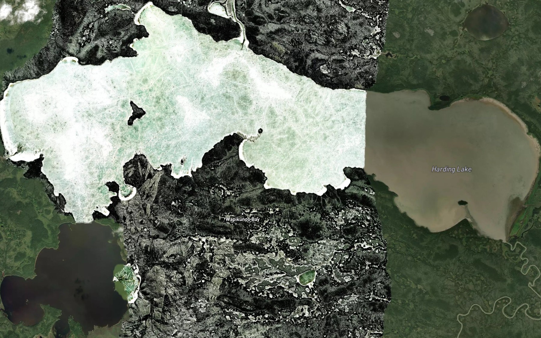 Satellite map of the Harding Lake