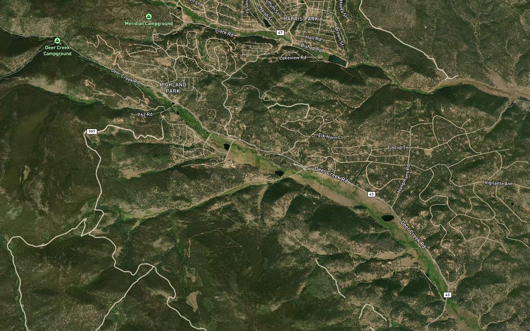 Satellite map of the Wonder Ditch