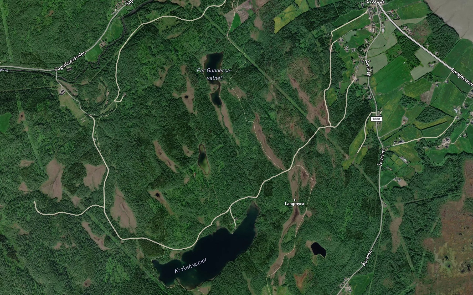 Satellite map of the Krokelva