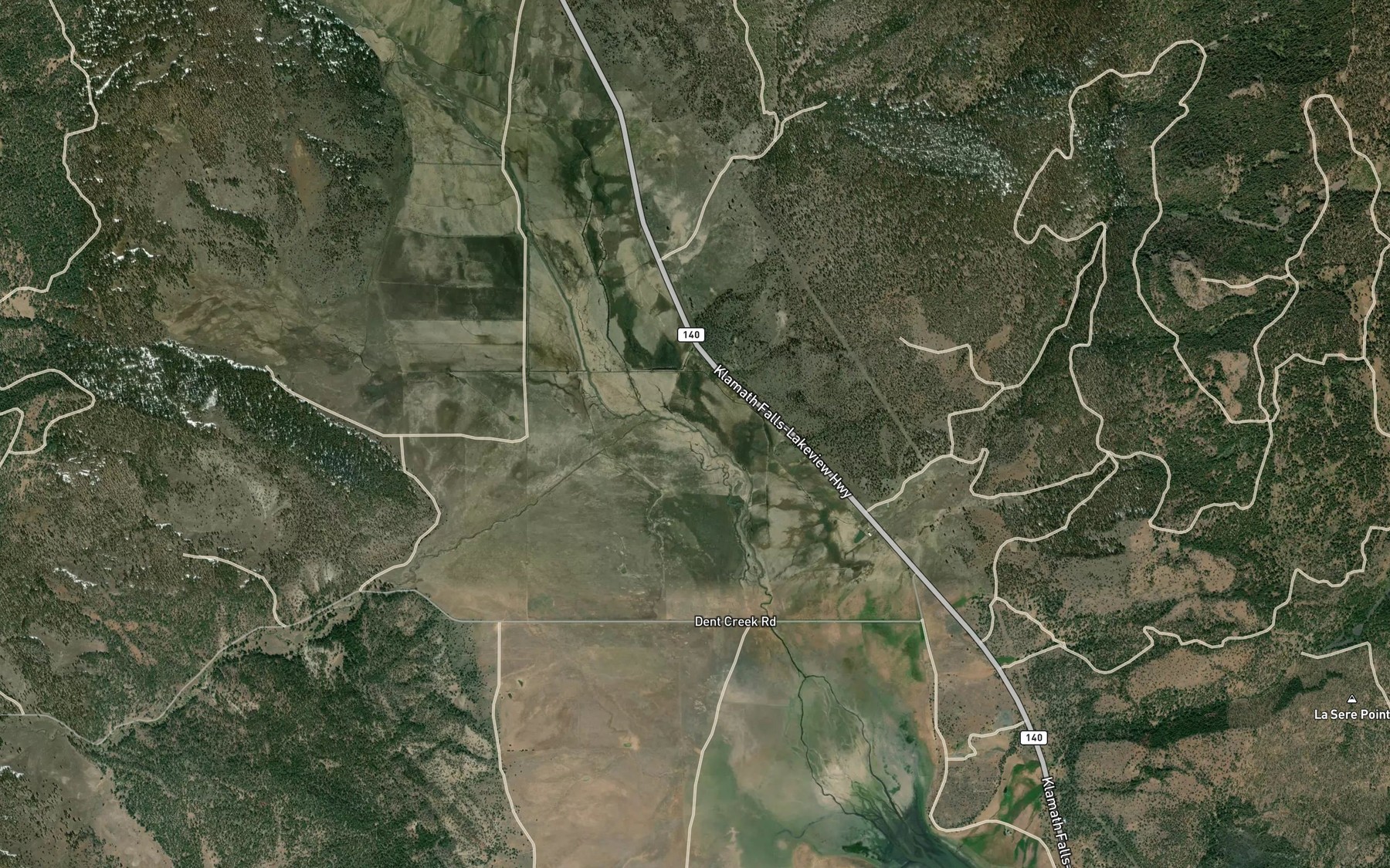 Satellite map of the Dent Creek