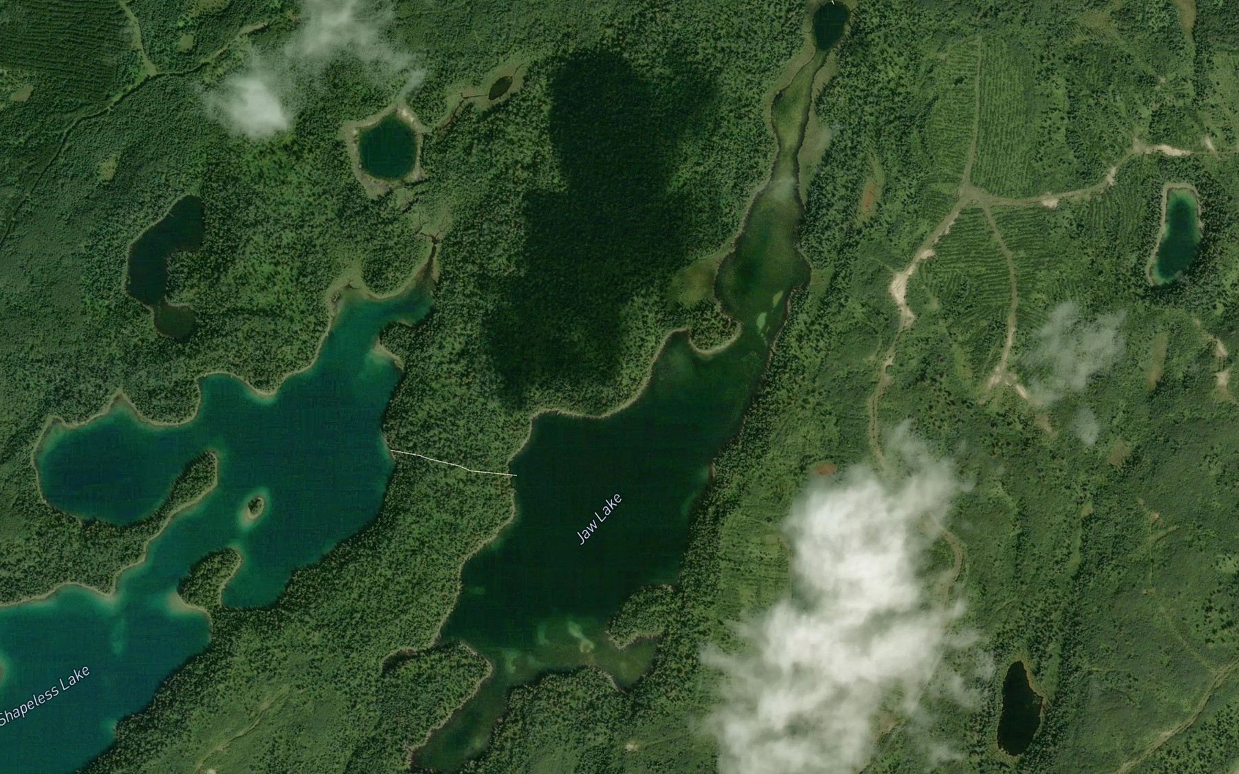 Satellite map of the Jaw Lake