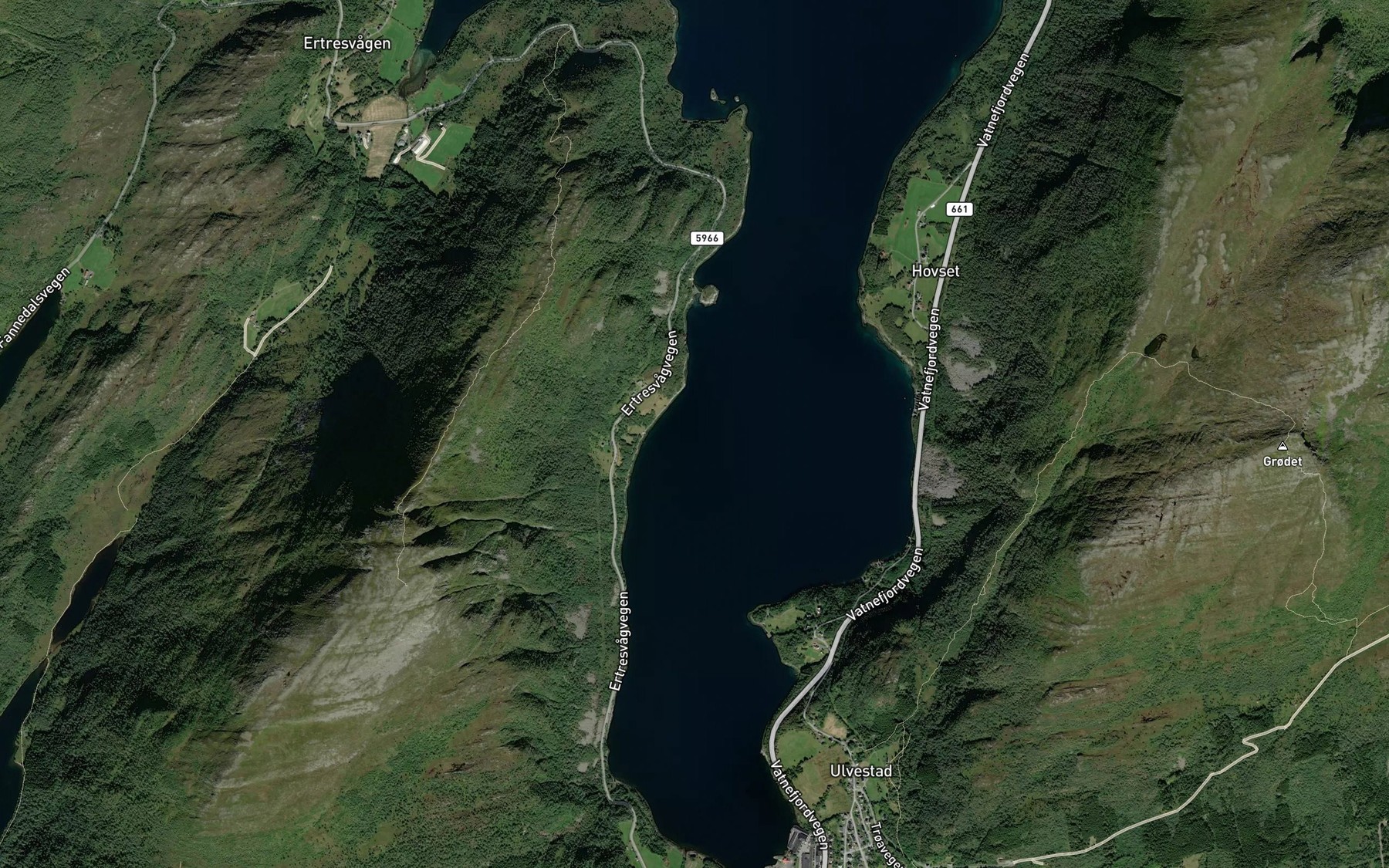 Satellite map of the Vatnefjorden
