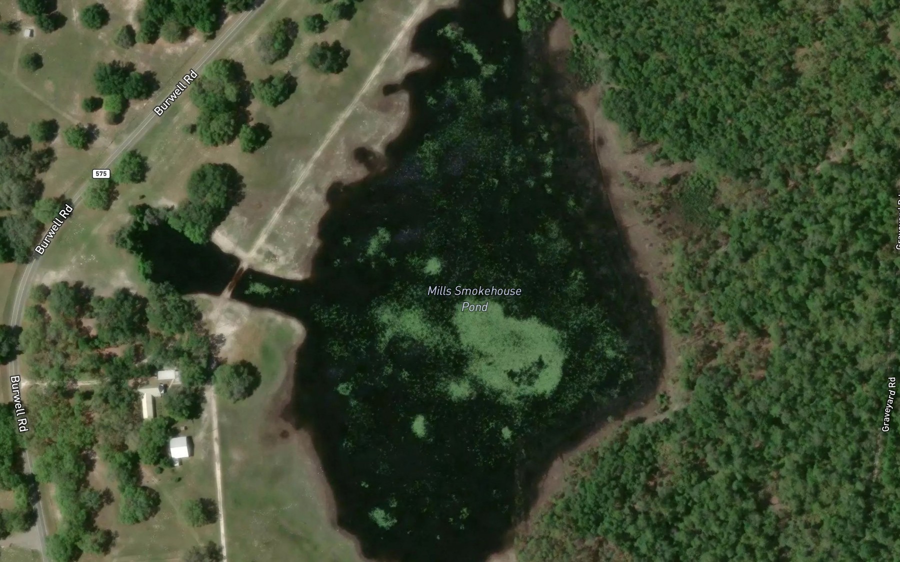 Satellite map of the Mills Smokehouse Pond