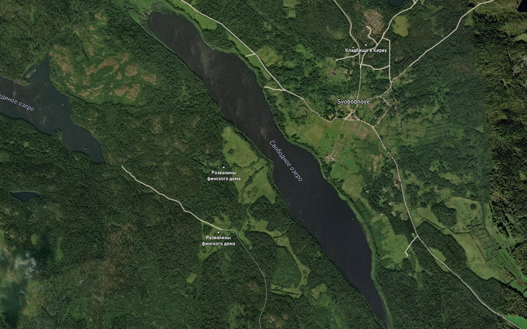 Satellite map of the oz. Svobodnoe