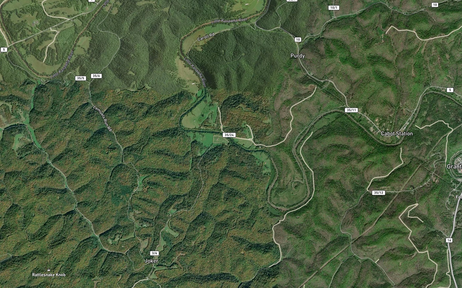 Satellite map of the Bee Run