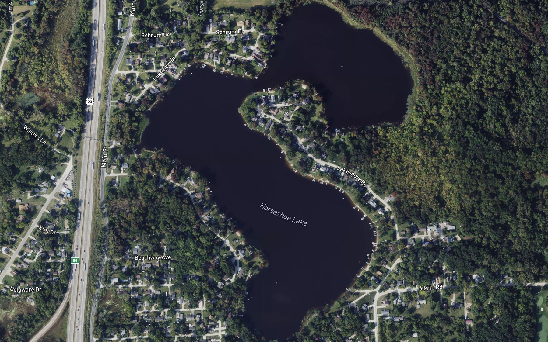 Satellite map of the Horseshoe Lake