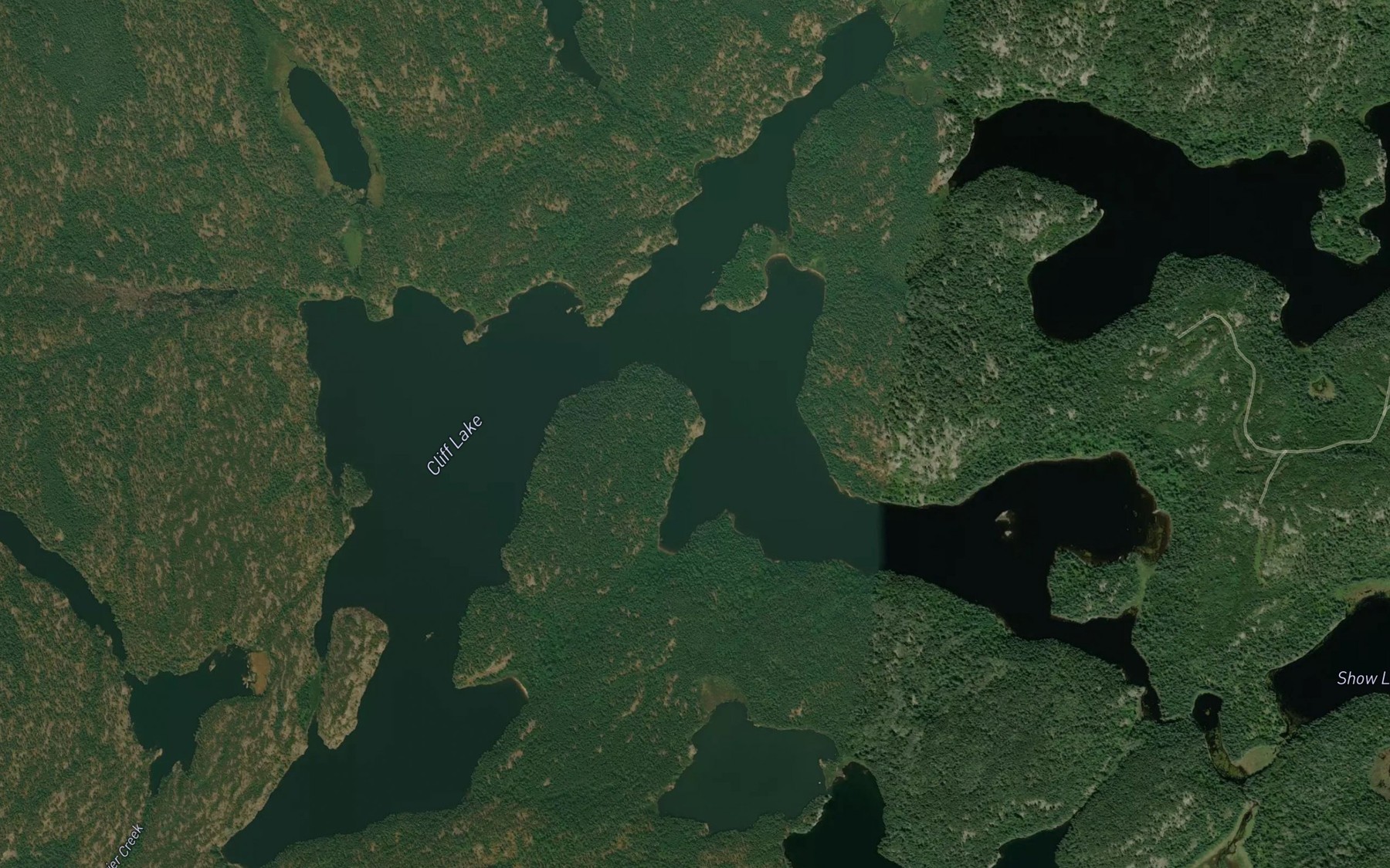 Satellite map of the Cliff Lake