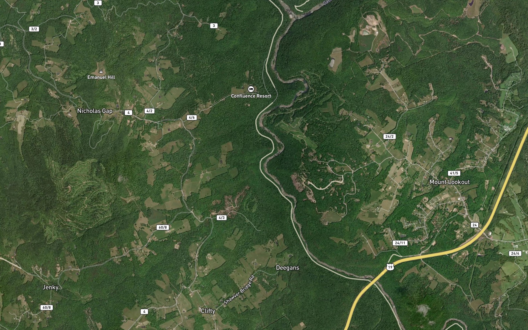 Satellite map of the Dogwood Creek