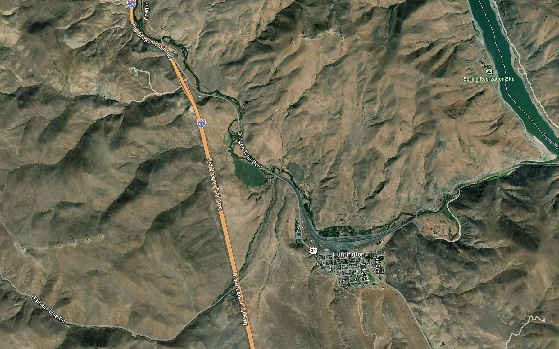 Satellite map of the Durbin Creek