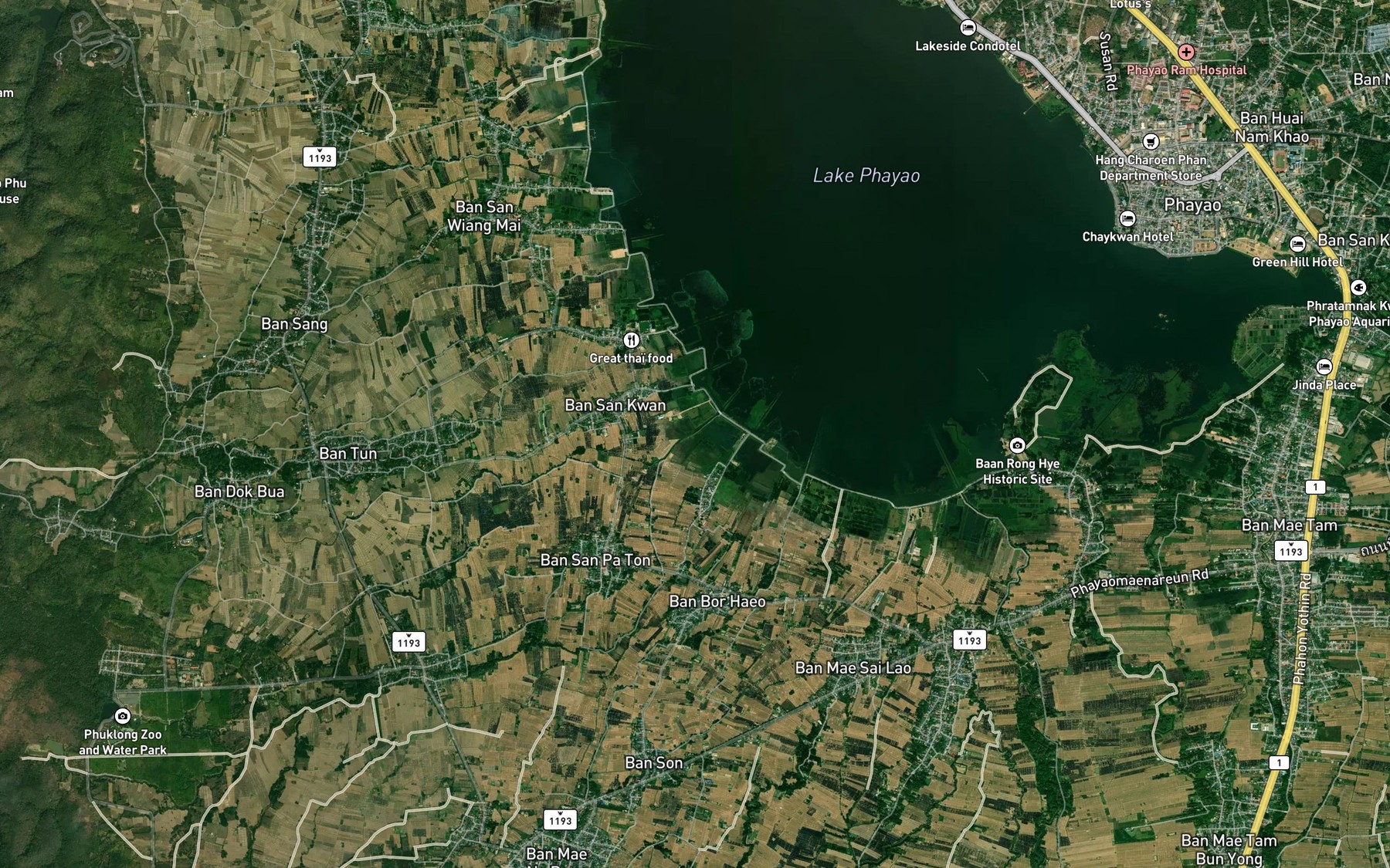 Satellite map of the Huai Mae Tun
