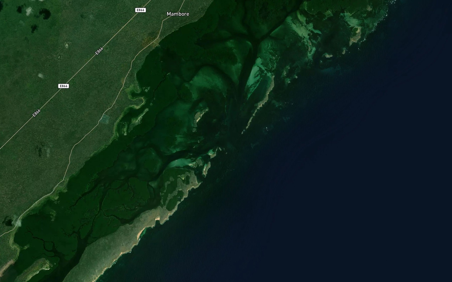 Satellite map of the Mlango wa Kui