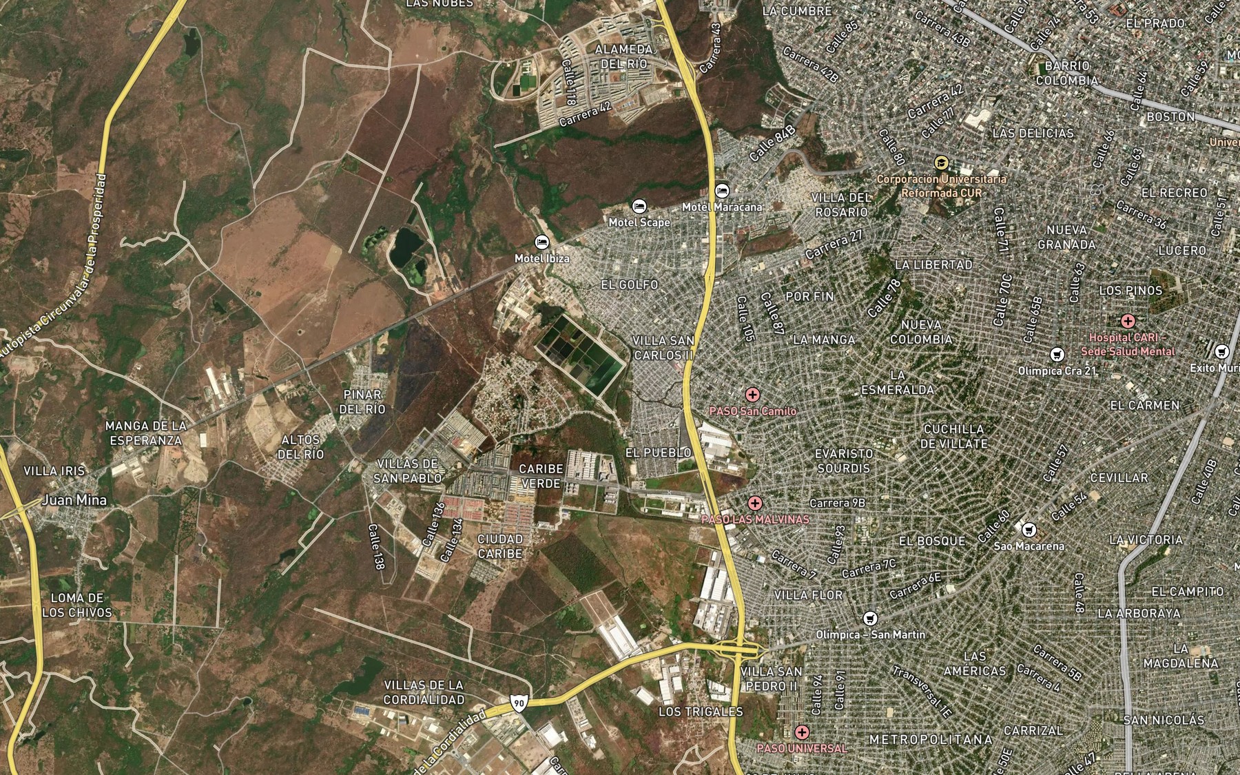 Satellite map of the Arroyo Hondo