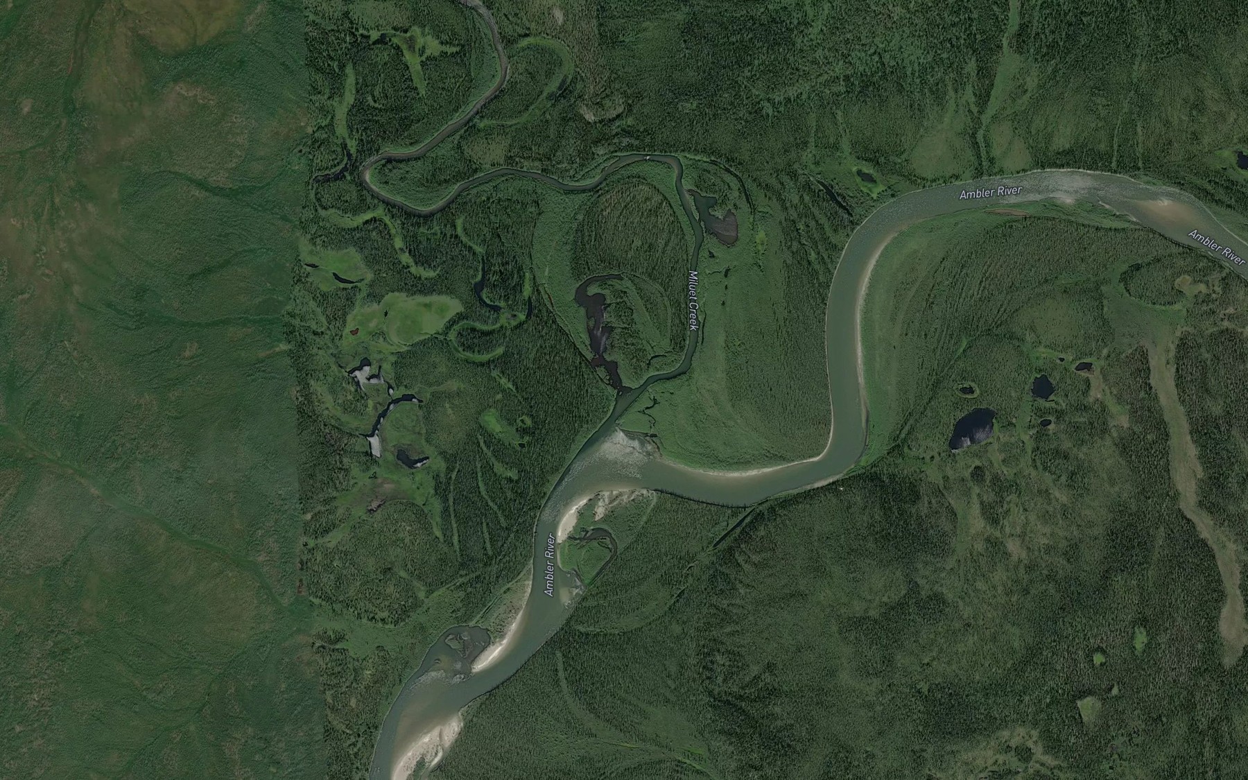 Satellite map of the Miluet Creek