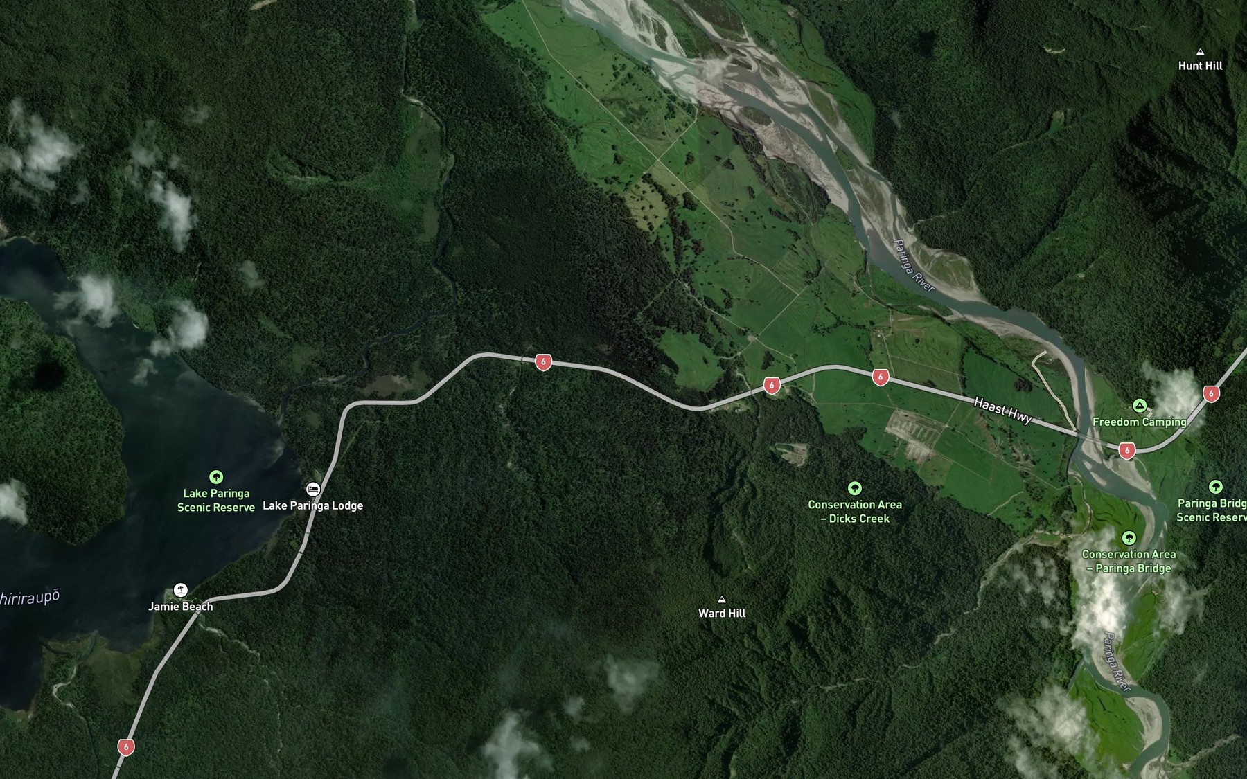 Satellite map of the Dicks Creek