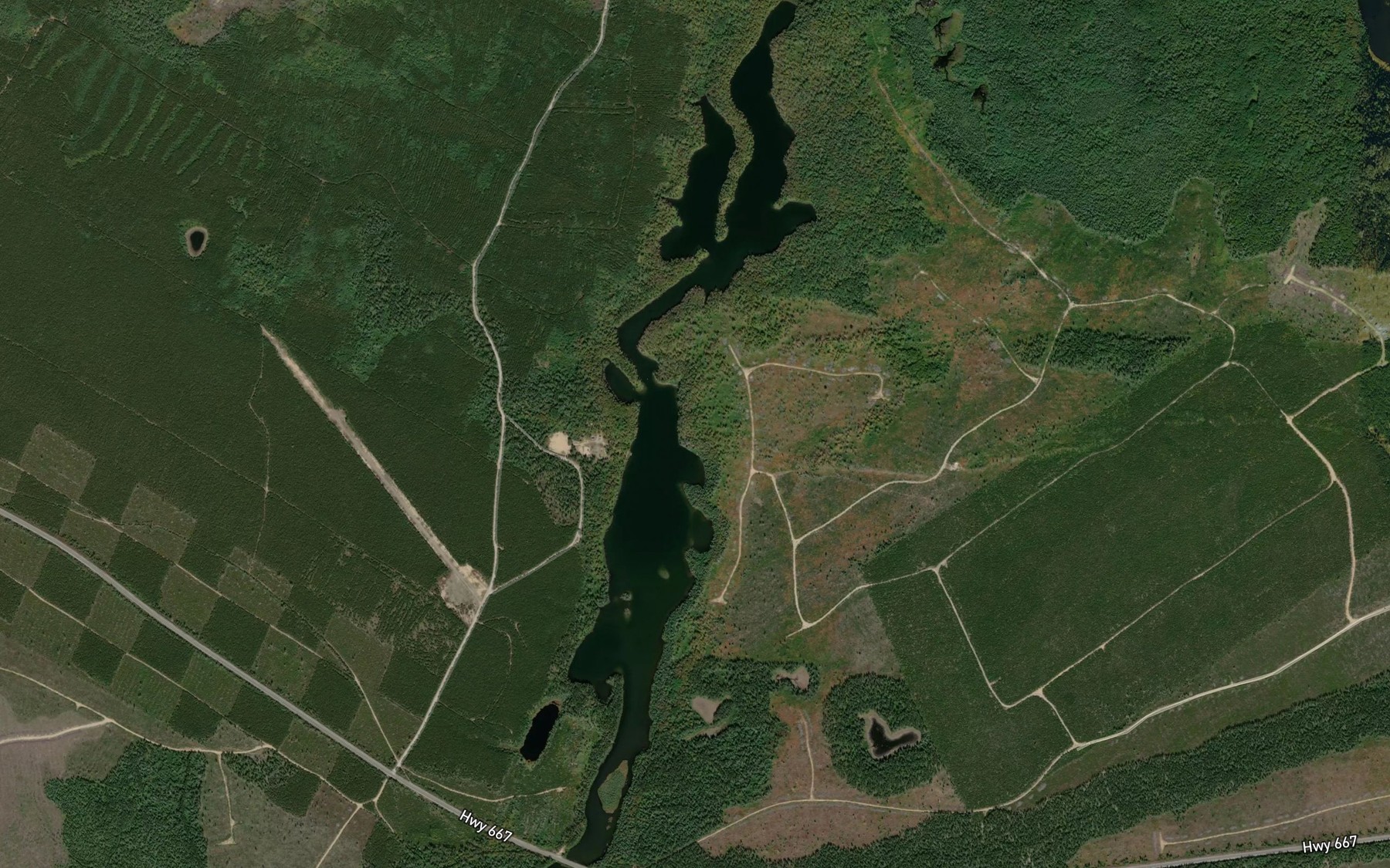 Satellite map of the Little Wenebegon Lake