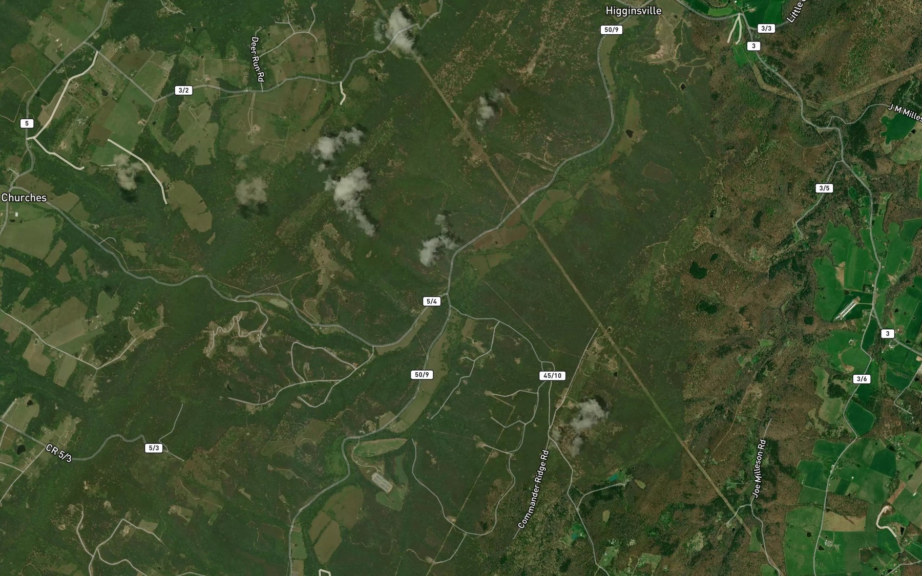 Satellite map of the Three Churches Run