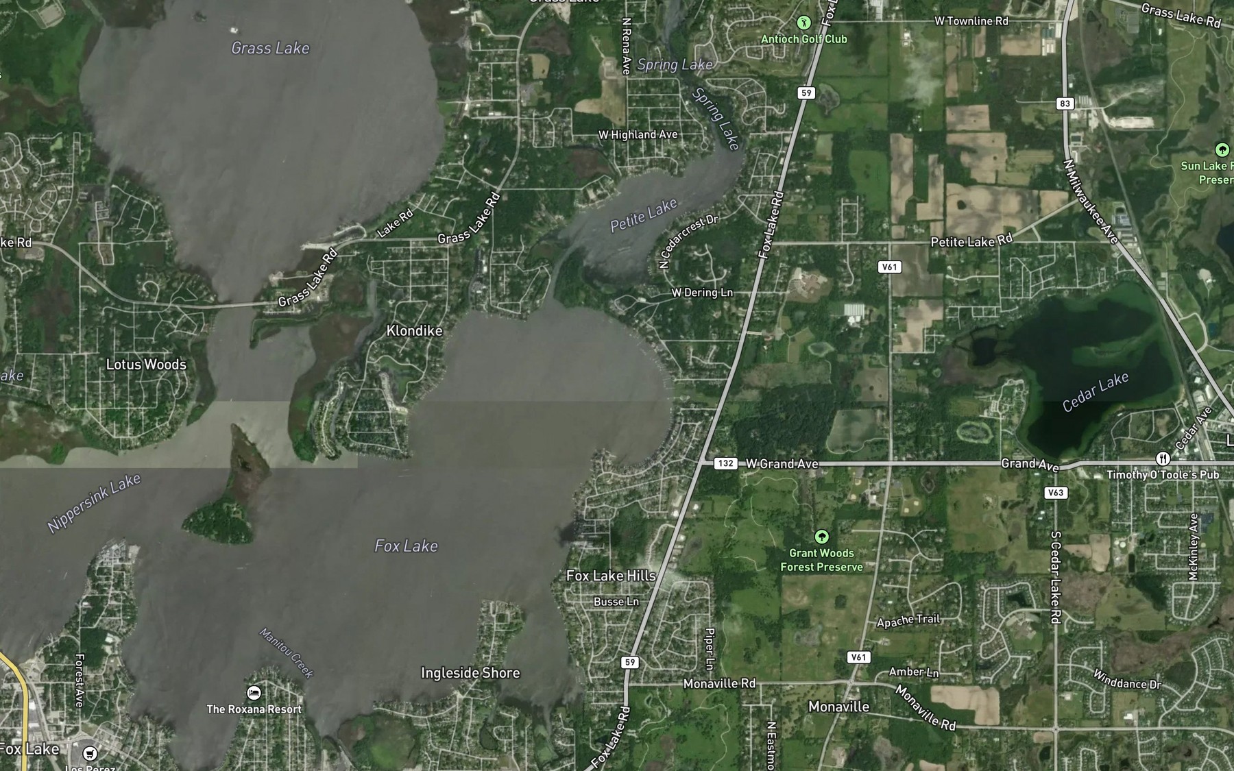 Satellite map of the Columbia Bay