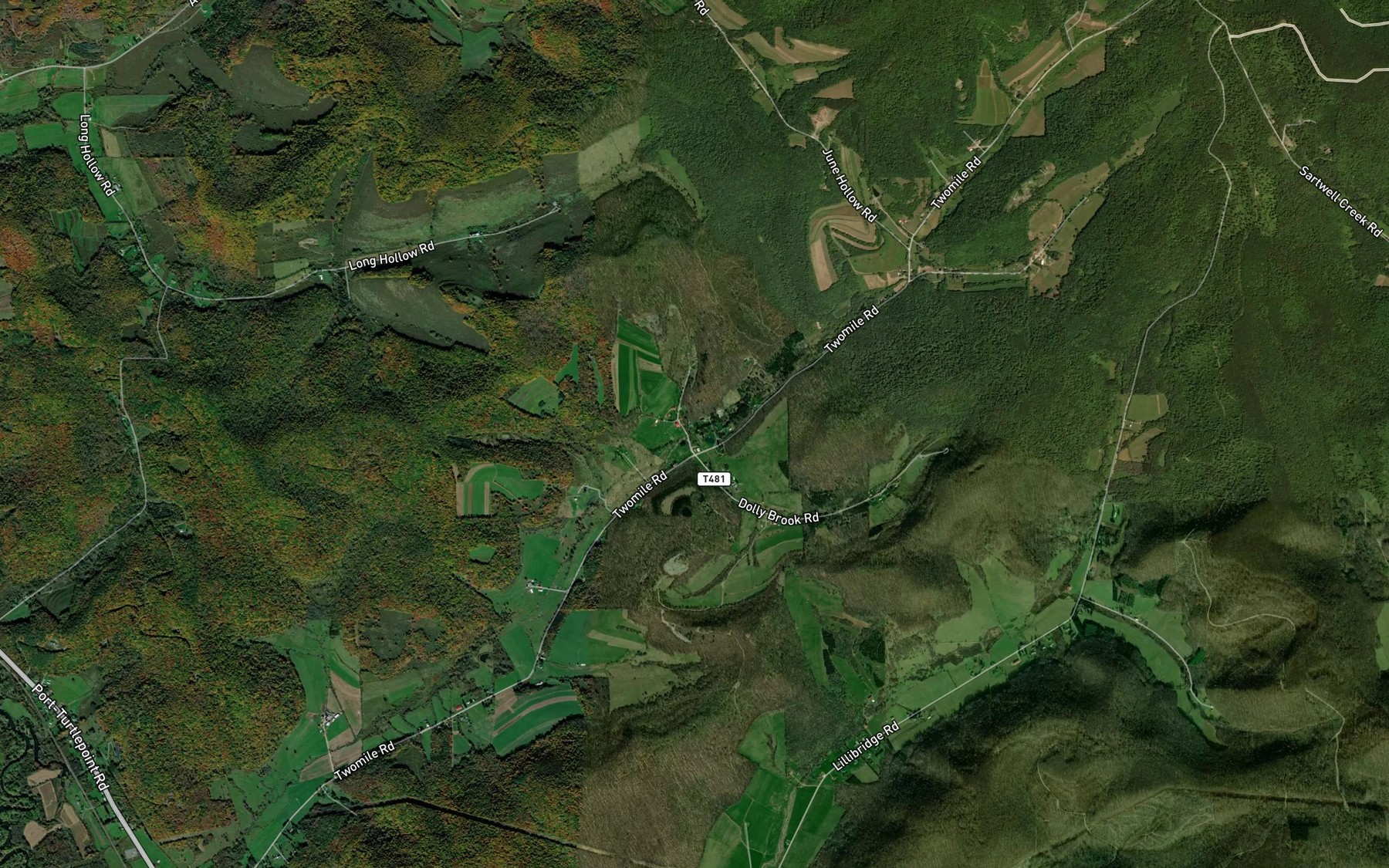 Satellite map of the Dolly Brook