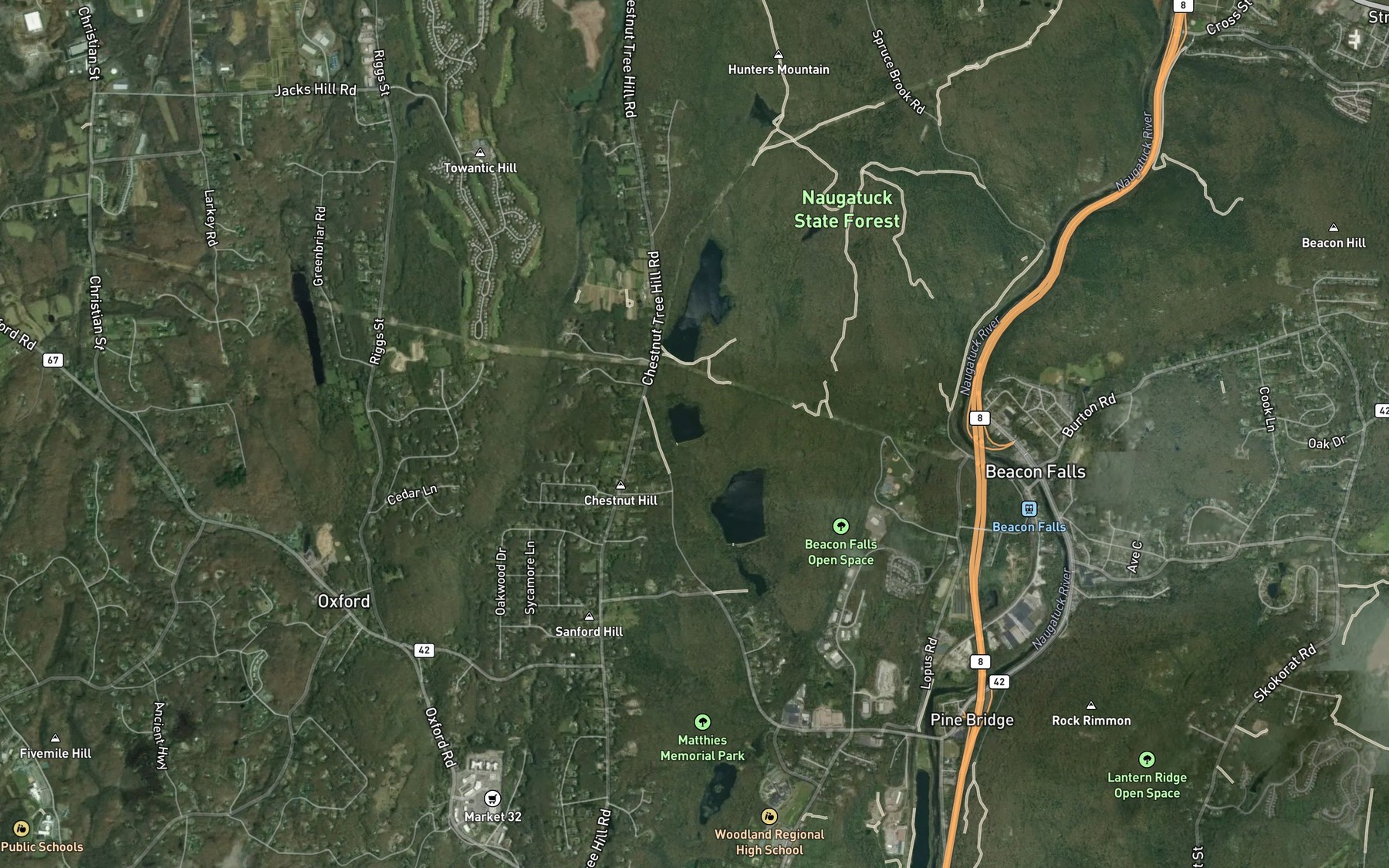 Satellite map of the Seymour Reservoir Number 3