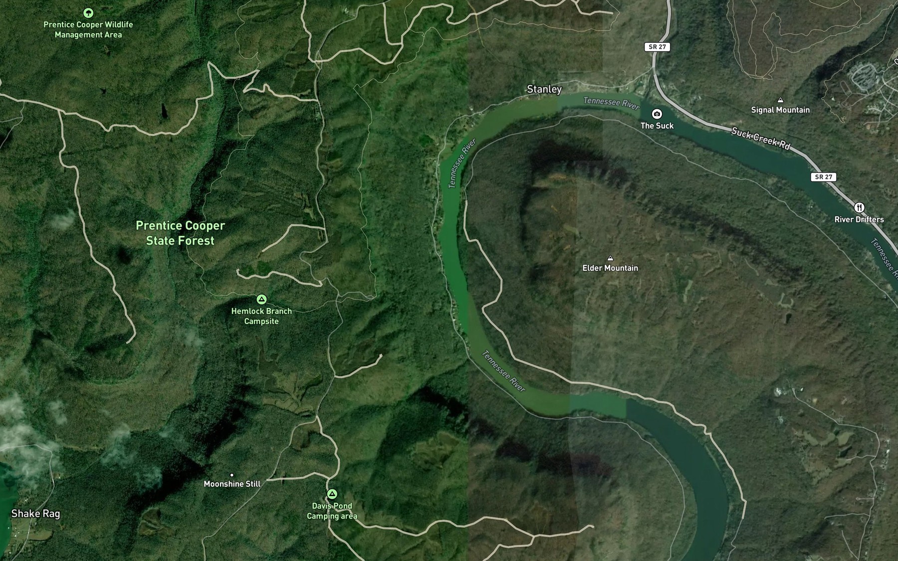 Satellite map of the Muddy Branch