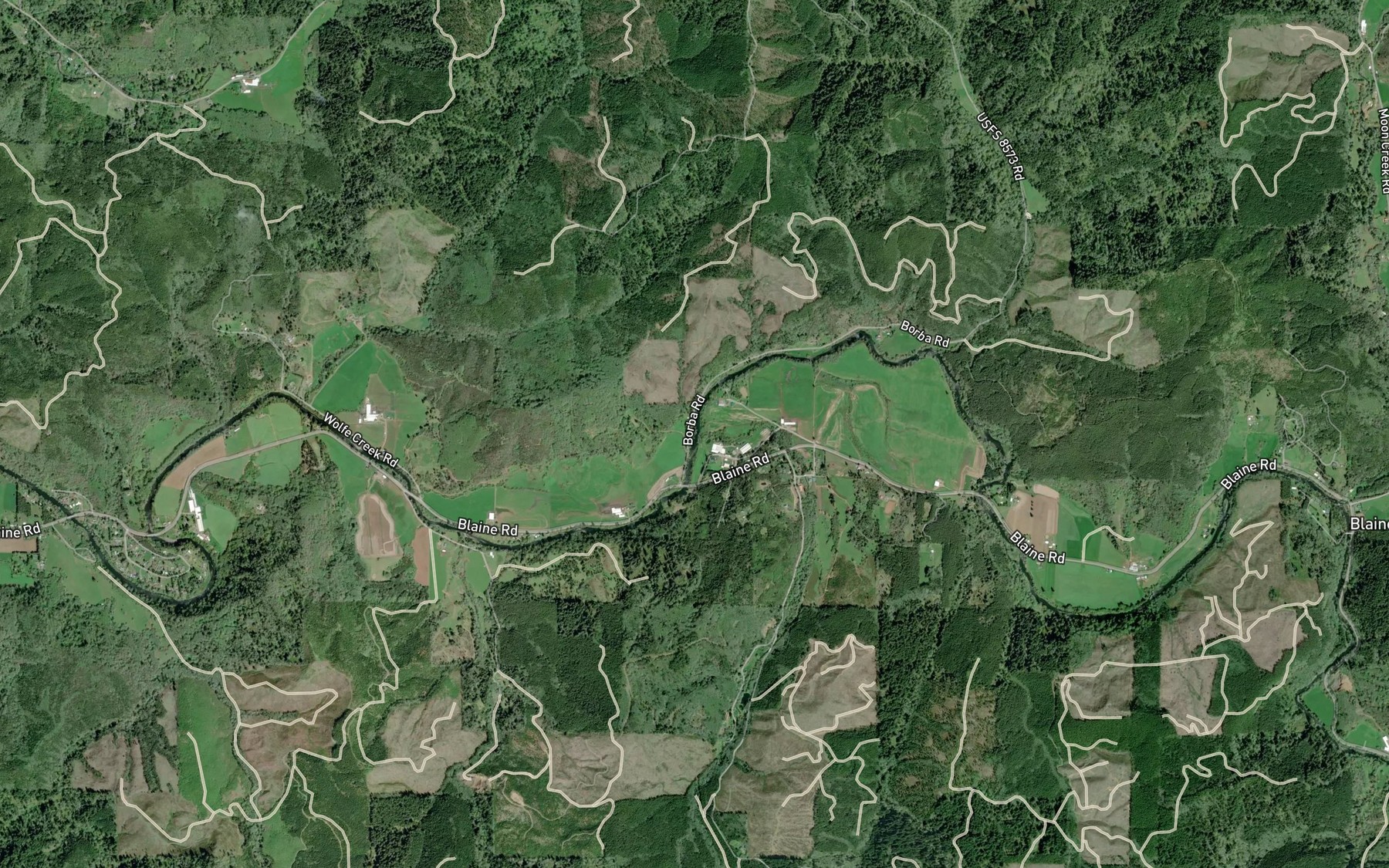 Satellite map of the Boulder Creek