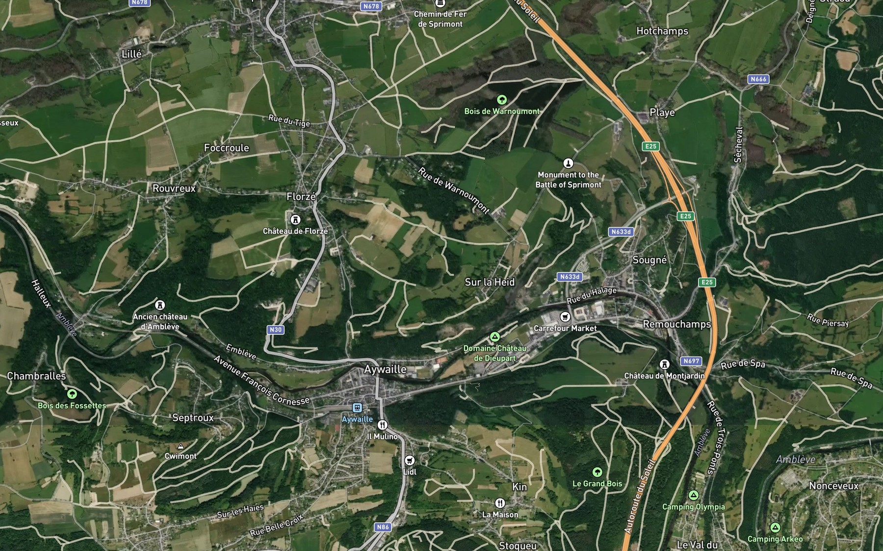 Satellite map of the Ruisseau du Fond de Harze
