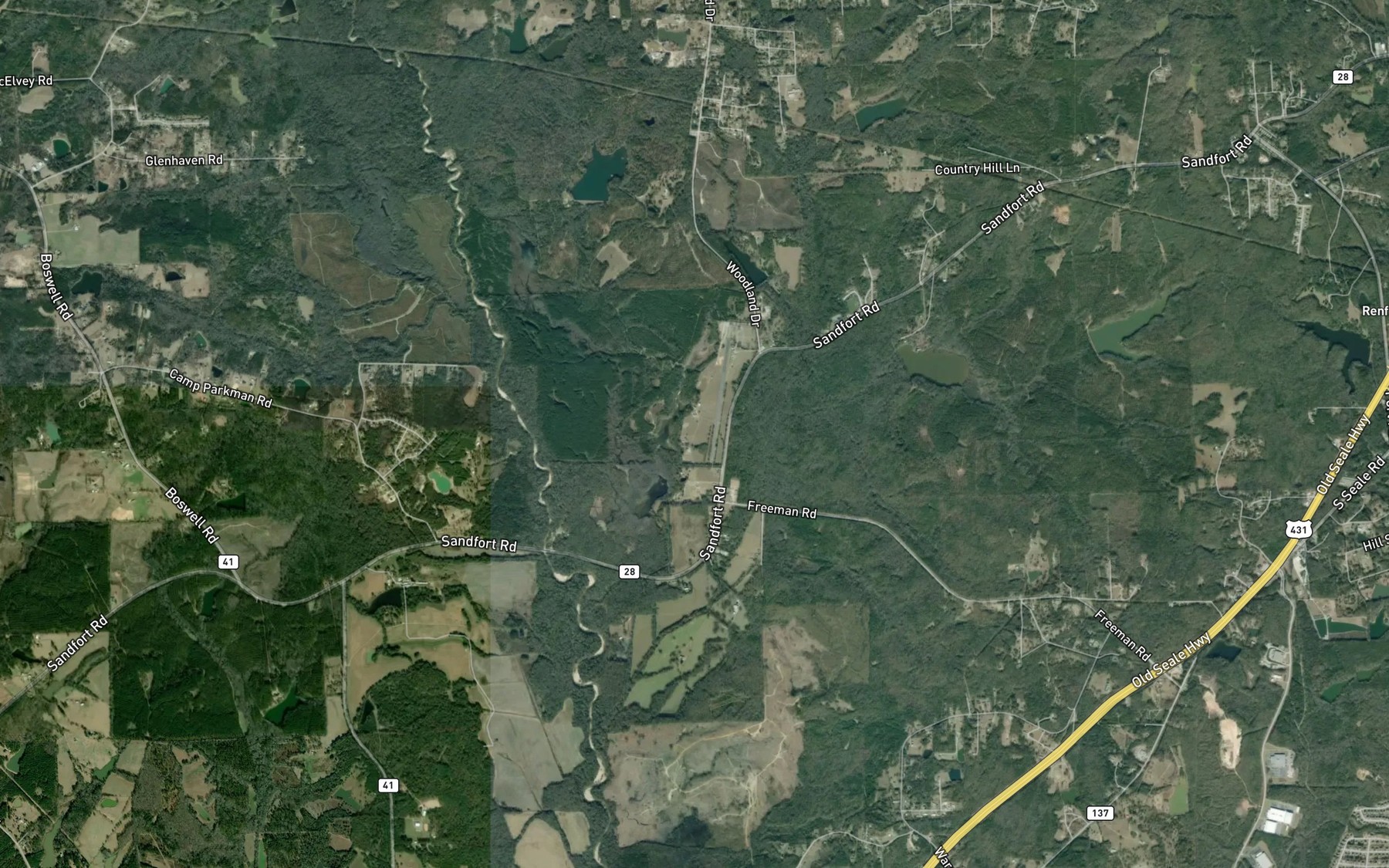 Satellite map of the Dudley Lake