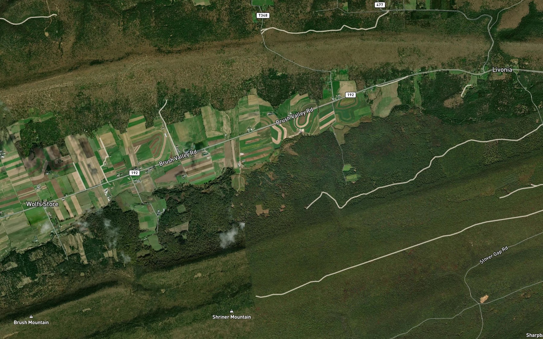 Satellite map of the Wohlford Run