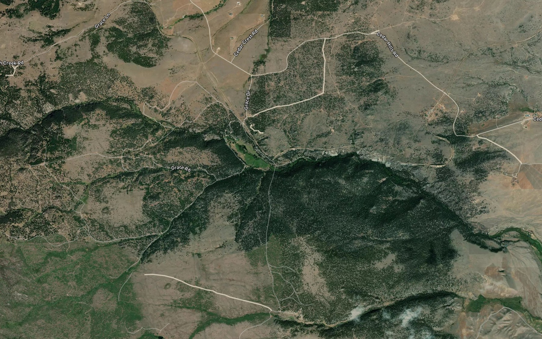 Satellite map of the Two Heart Creek
