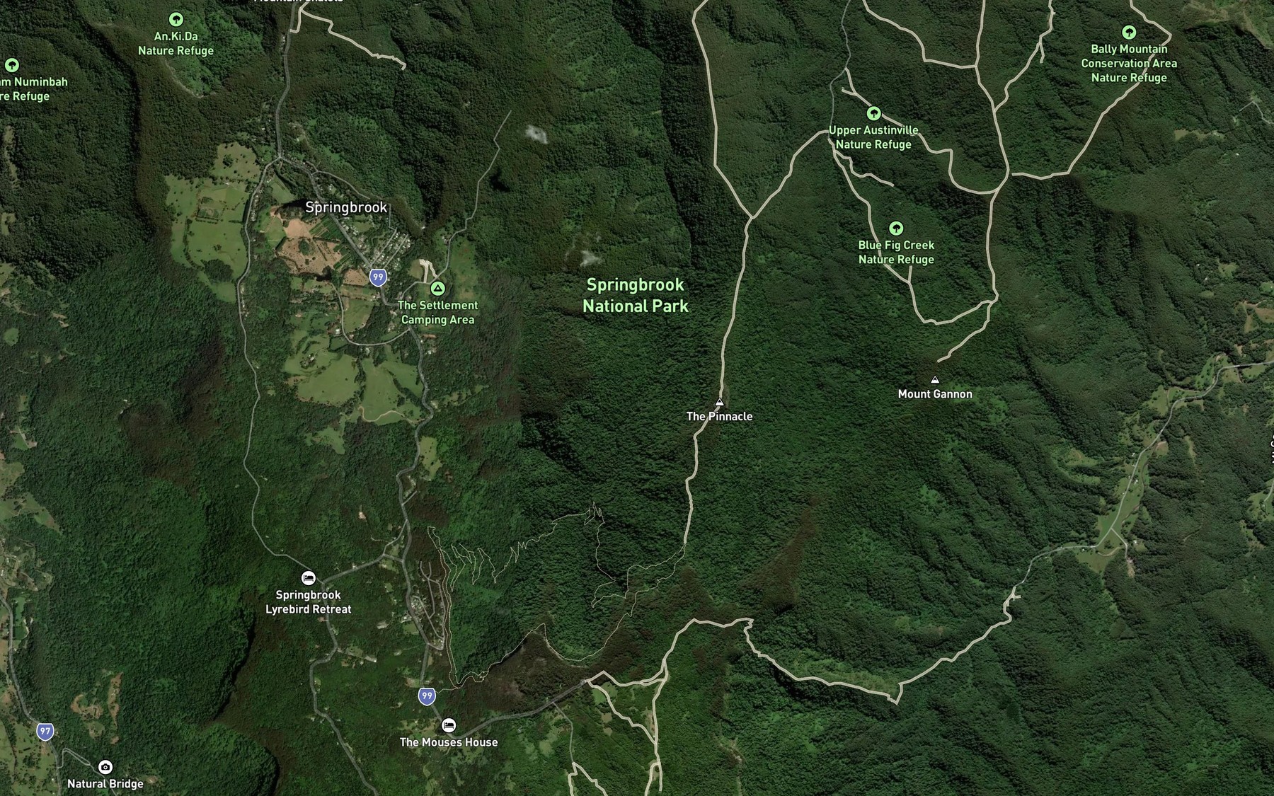 Satellite map of the Little Nerang Creek