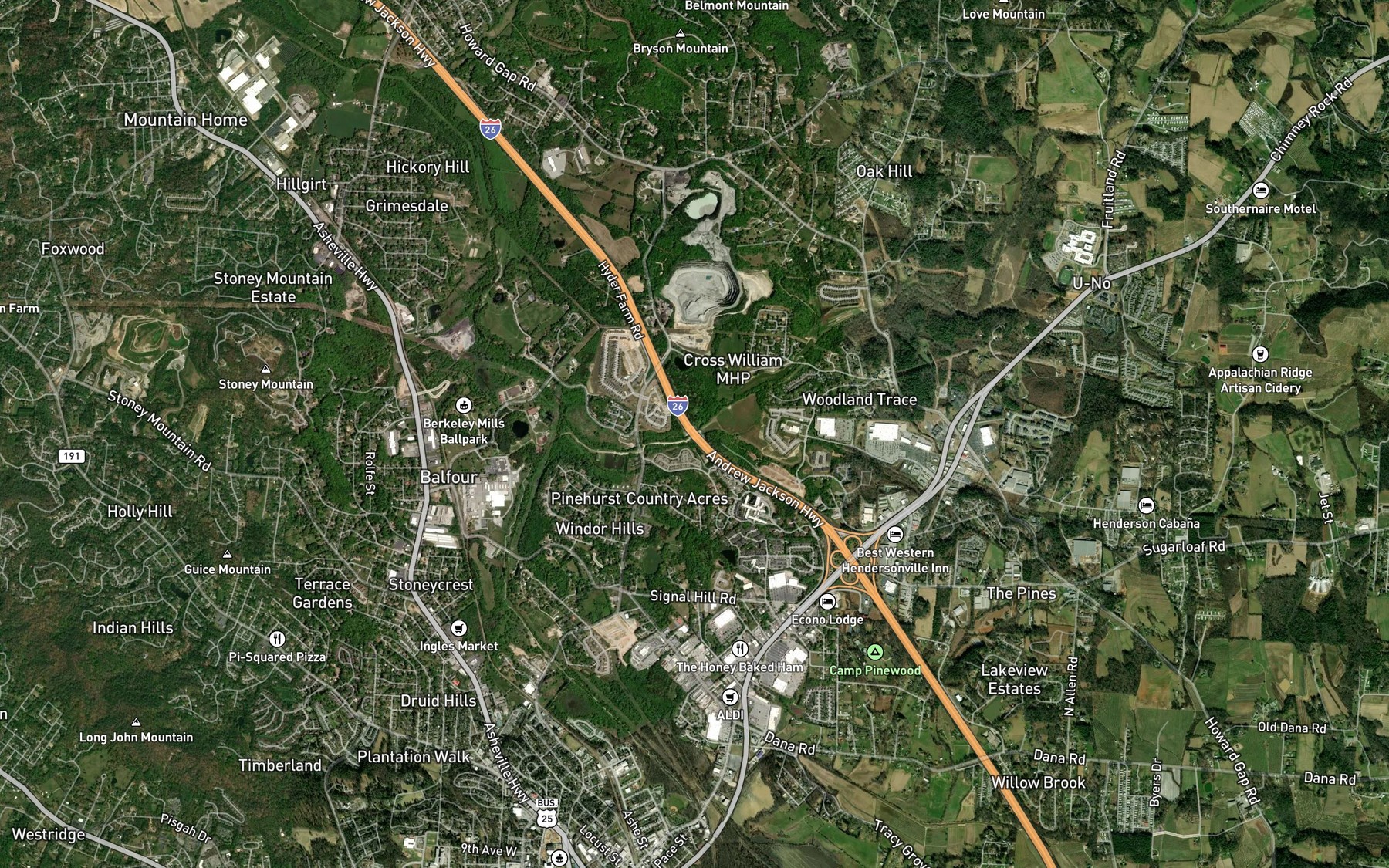 Satellite map of the Allen Branch