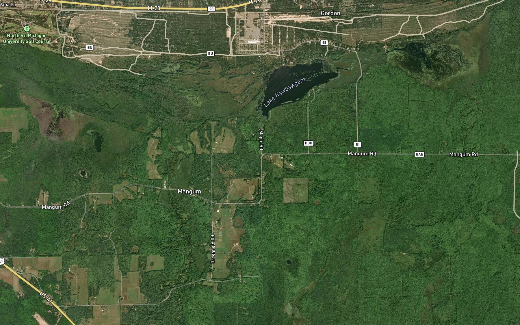 Satellite map of the Dorow Creek
