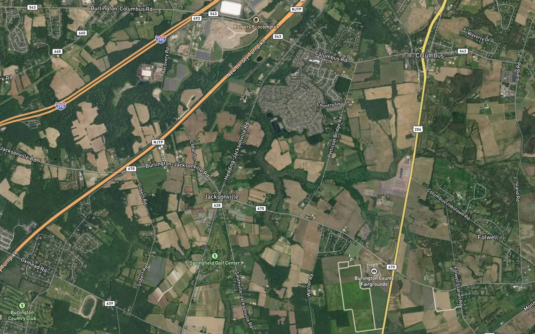 Satellite map of the Barkers Brook