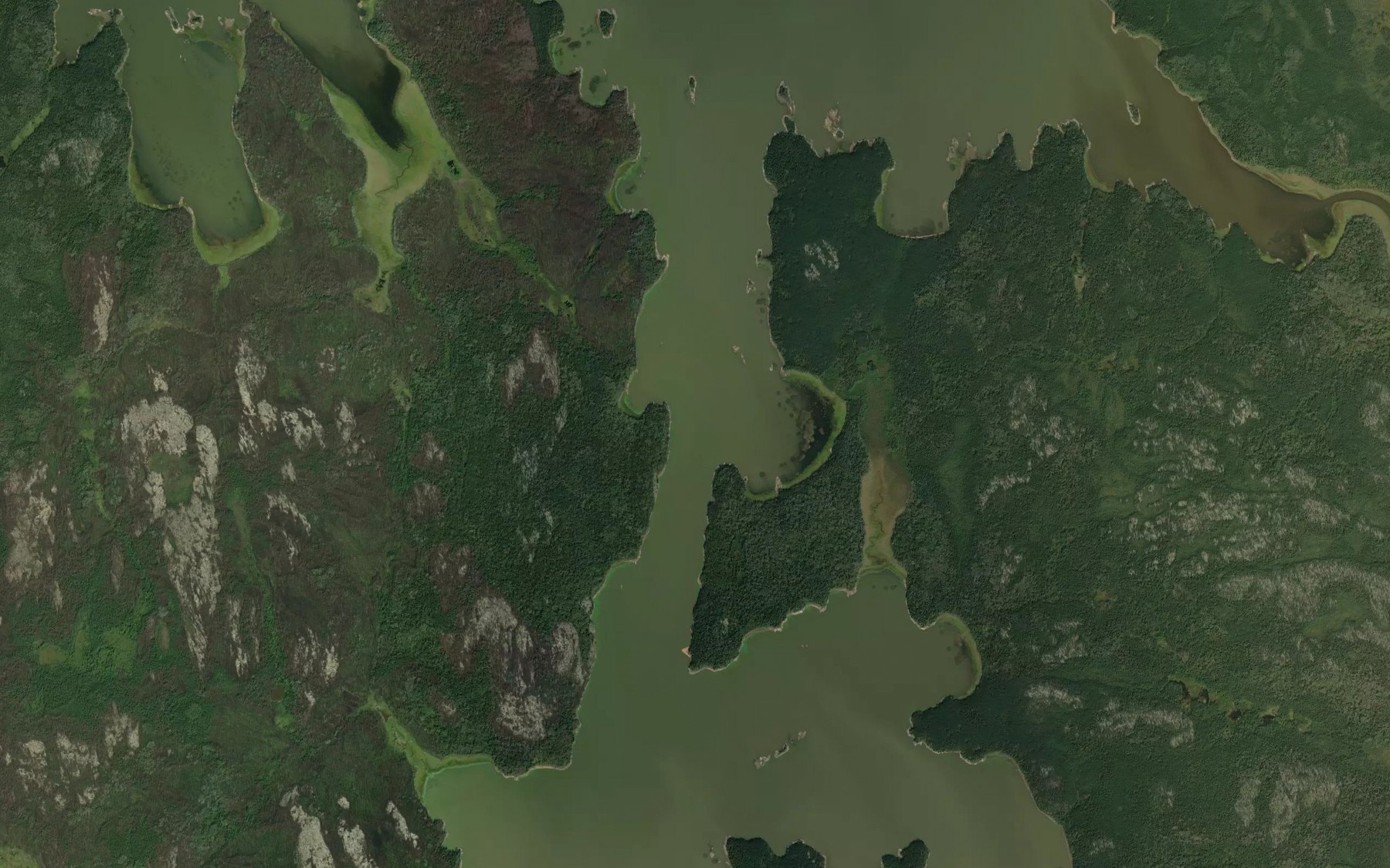 Satellite map of the Macheepisikew Narrows