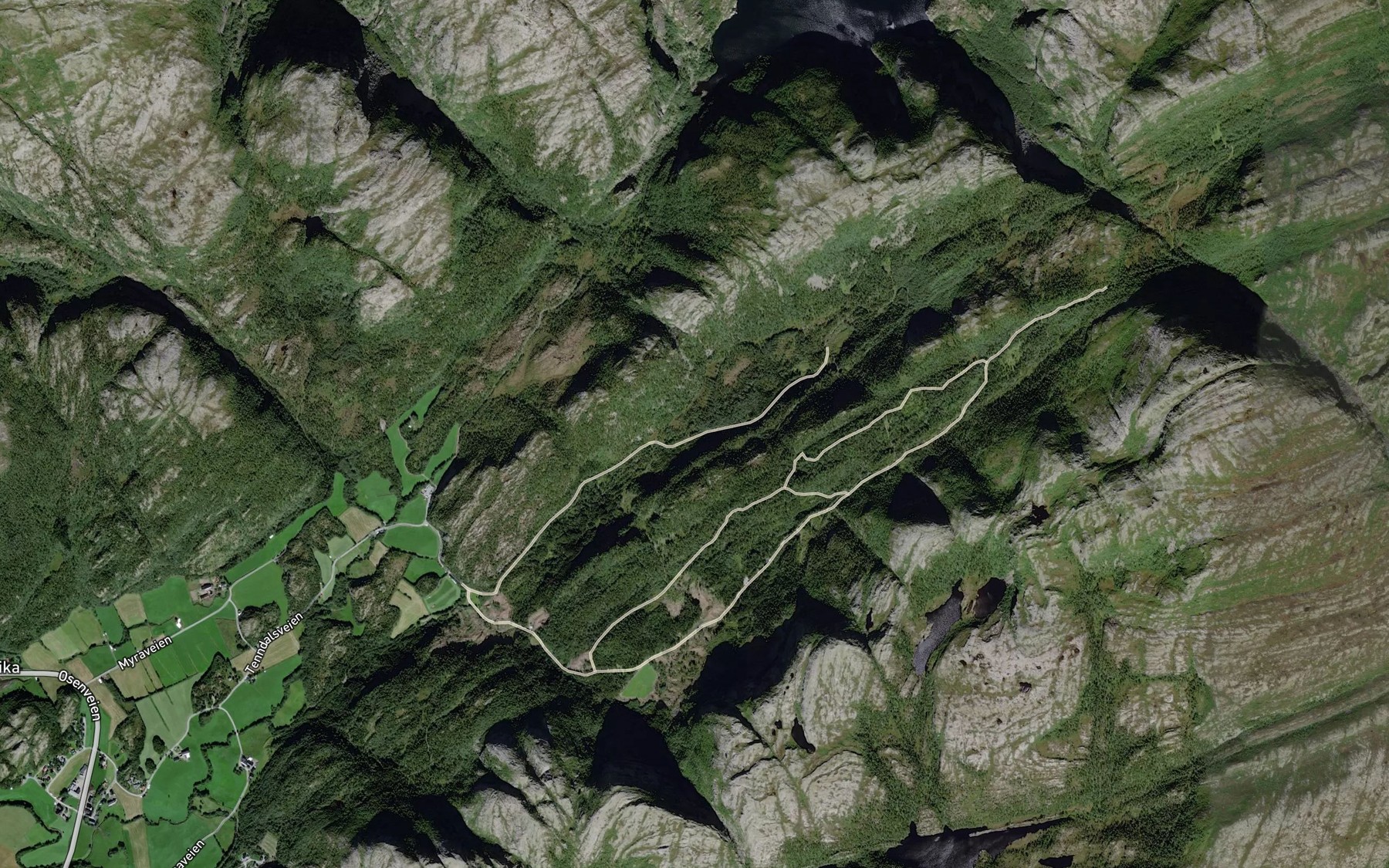 Satellite map of the Slattabekken