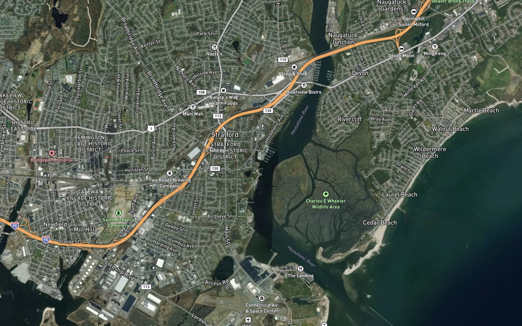 Satellite map of the Ferry Creek