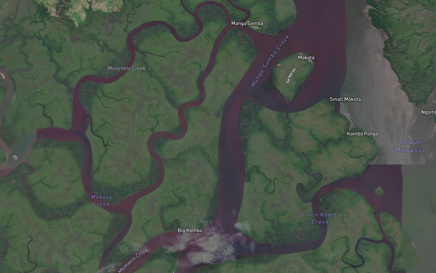 Satellite map of the Mokola Creek