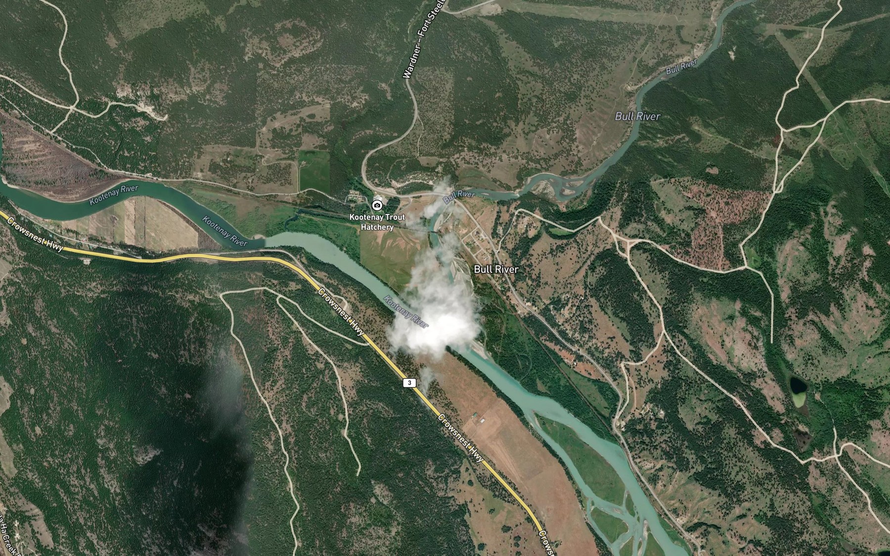 Satellite map of the Bull River
