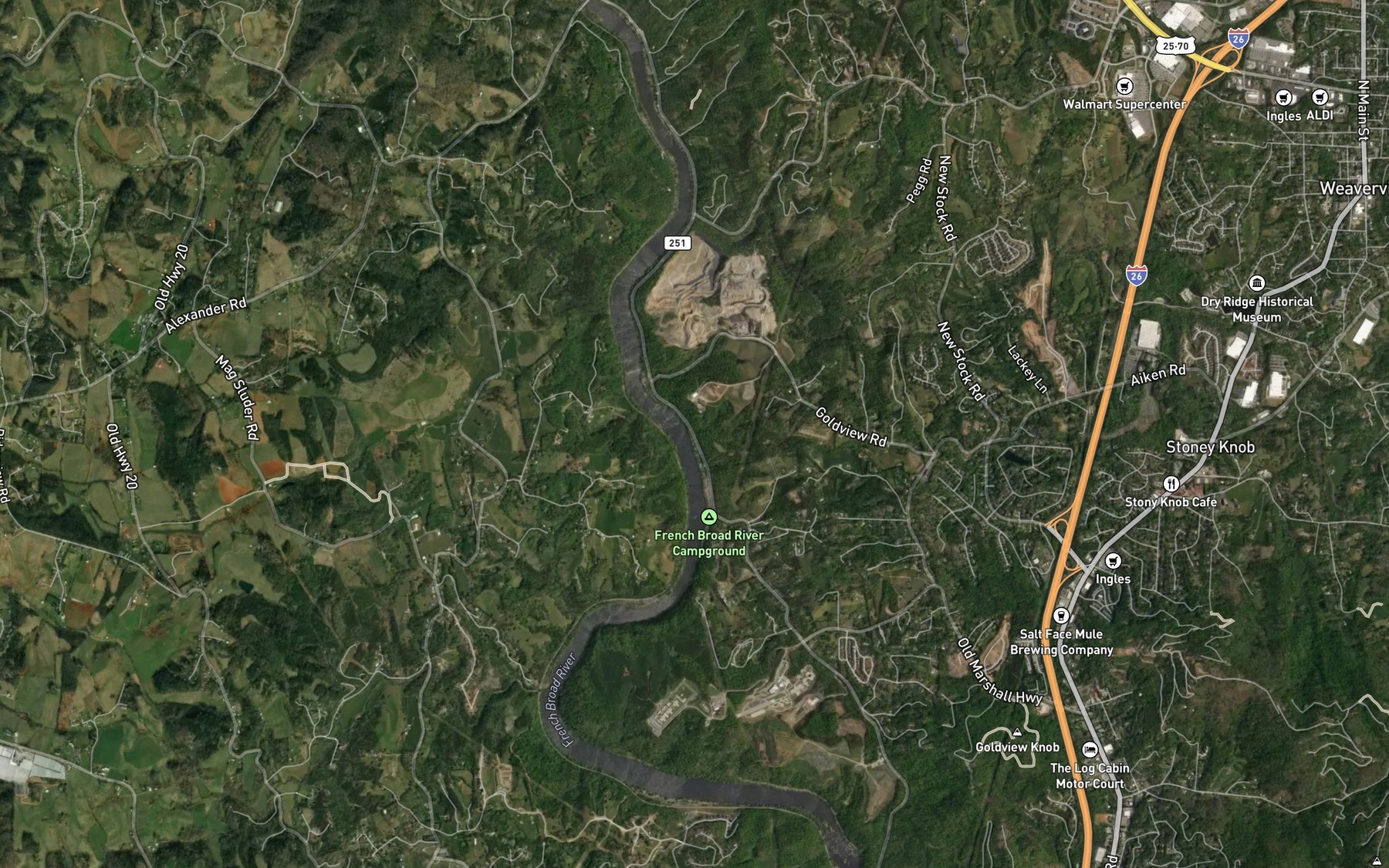 Satellite map of the Blue Branch