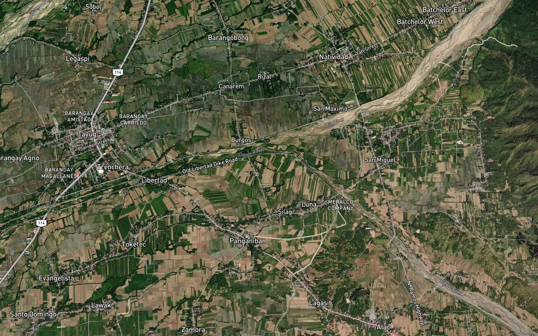 Satellite map of the Alimoneng Creek