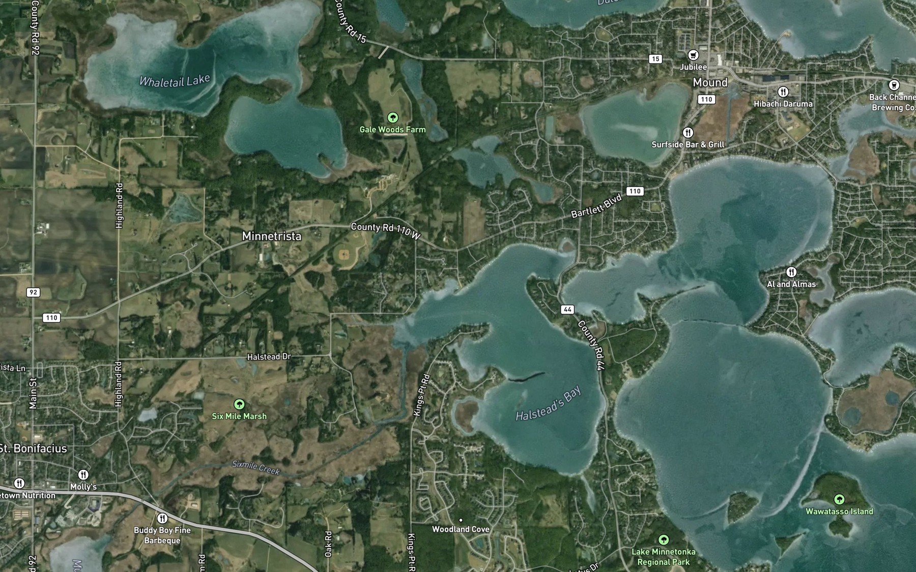 Satellite map of the Halsted Bay