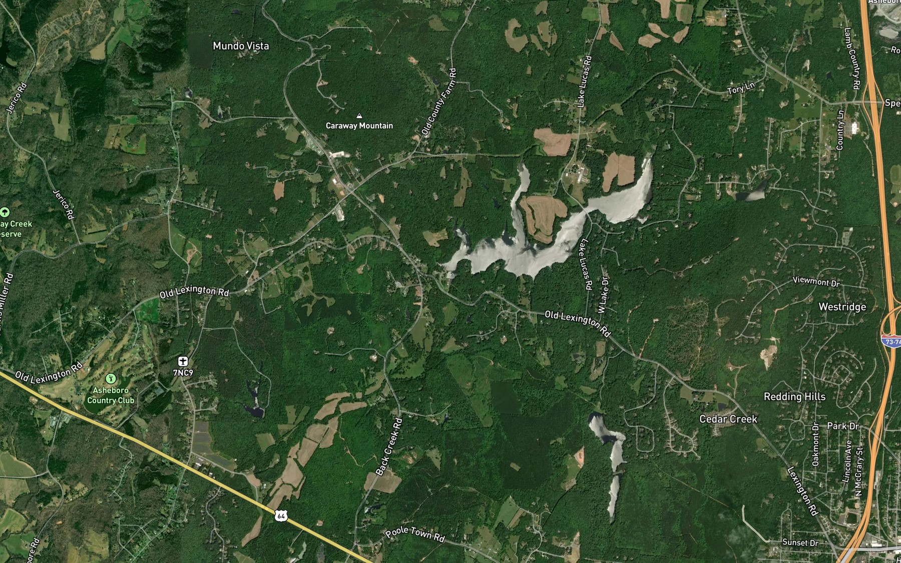 Satellite map of the W Clyde Lucas Lake